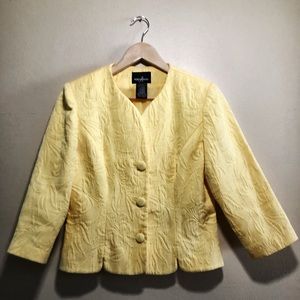 Yellow floral stitching blazer